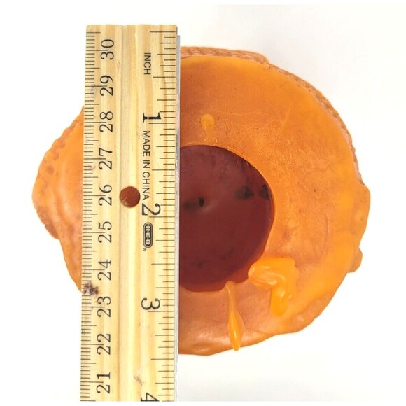 Wax Candle 9" Seasonal Autumn Decor Carved 1800's Motif Halloween Holiday Orange - Picture 8 of 9